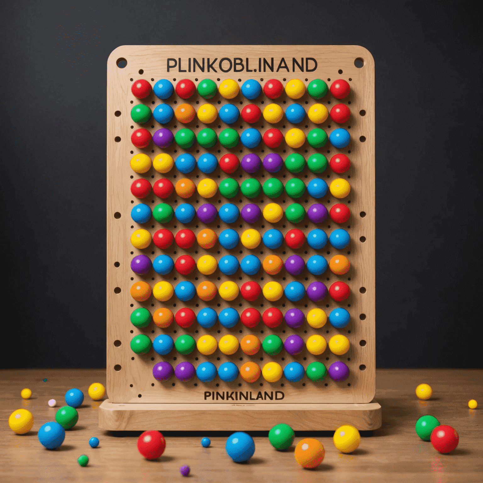 PlinkoFunLand logo featuring a colorful Plinko board with bouncing balls