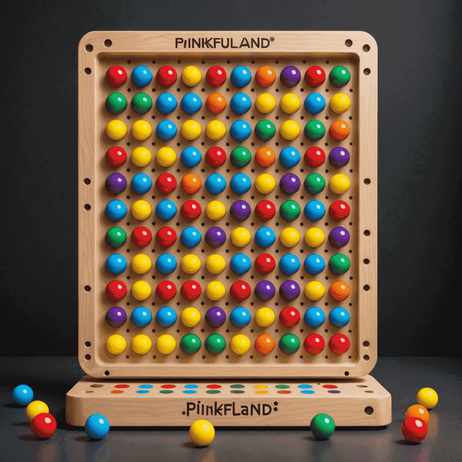 PlinkoFunLand logo featuring a colorful Plinko board with bouncing balls